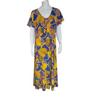 Attitudes by Renee Global Illusions Maxi Dress Golden Palms Medium PETITE